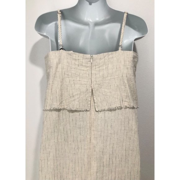 NWT ZARA OFF WHITE LINEN PIN STRIPE DRESS - Picture 4 of 7